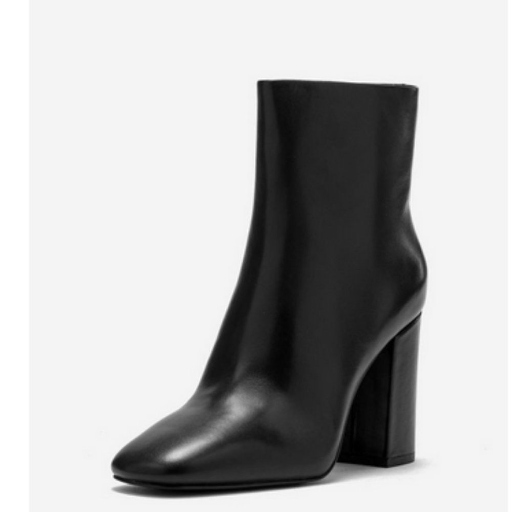 ASH Black Leather Heeled Ankle Booties